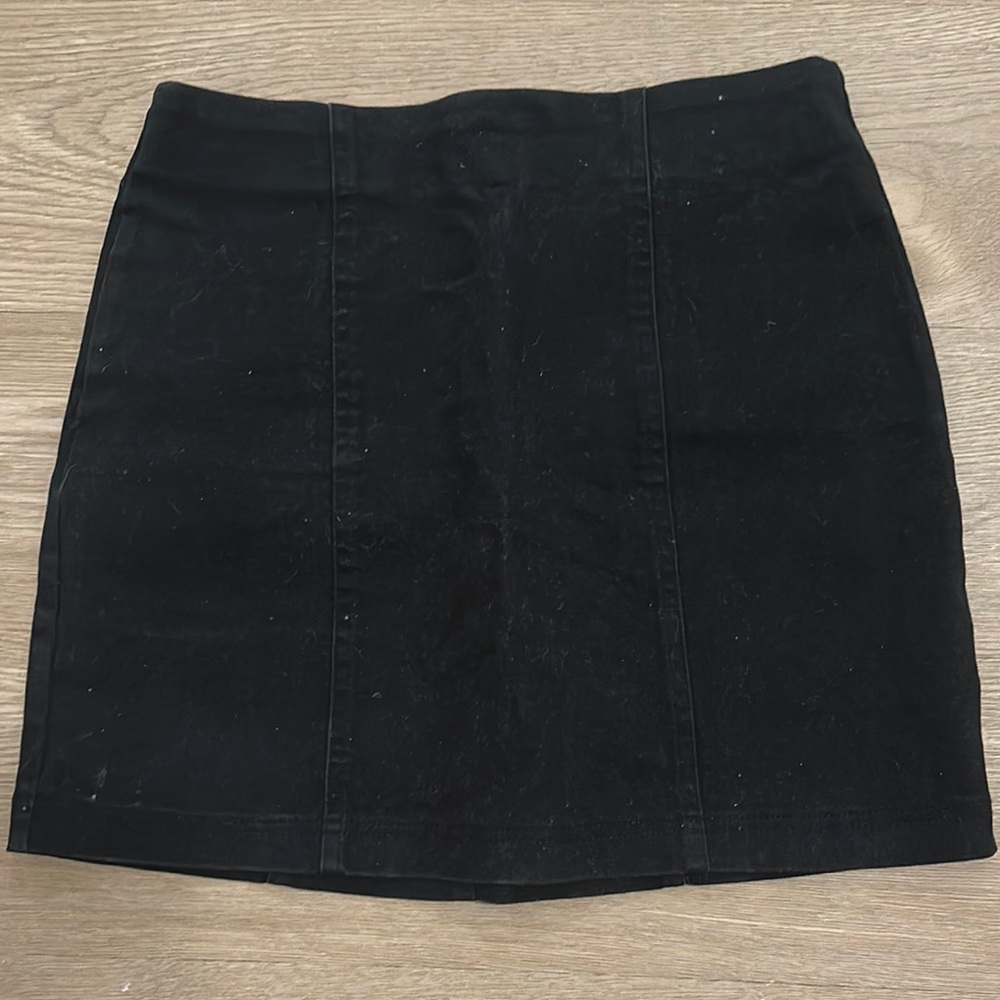 Black Denim Mini Skirt